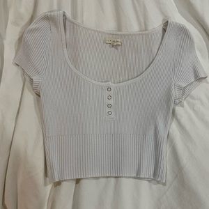 LA Hearts Ribbed White Top